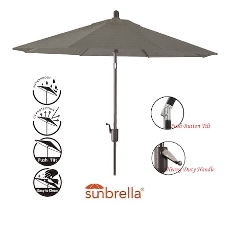 9' X 7' Rectangular Push Bottom TILT Market Umbrella-Starring Grey Frame (Fabric:Sunbrella-Graphite)